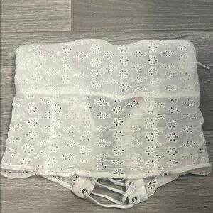 White Eyelet Lace Corset Top